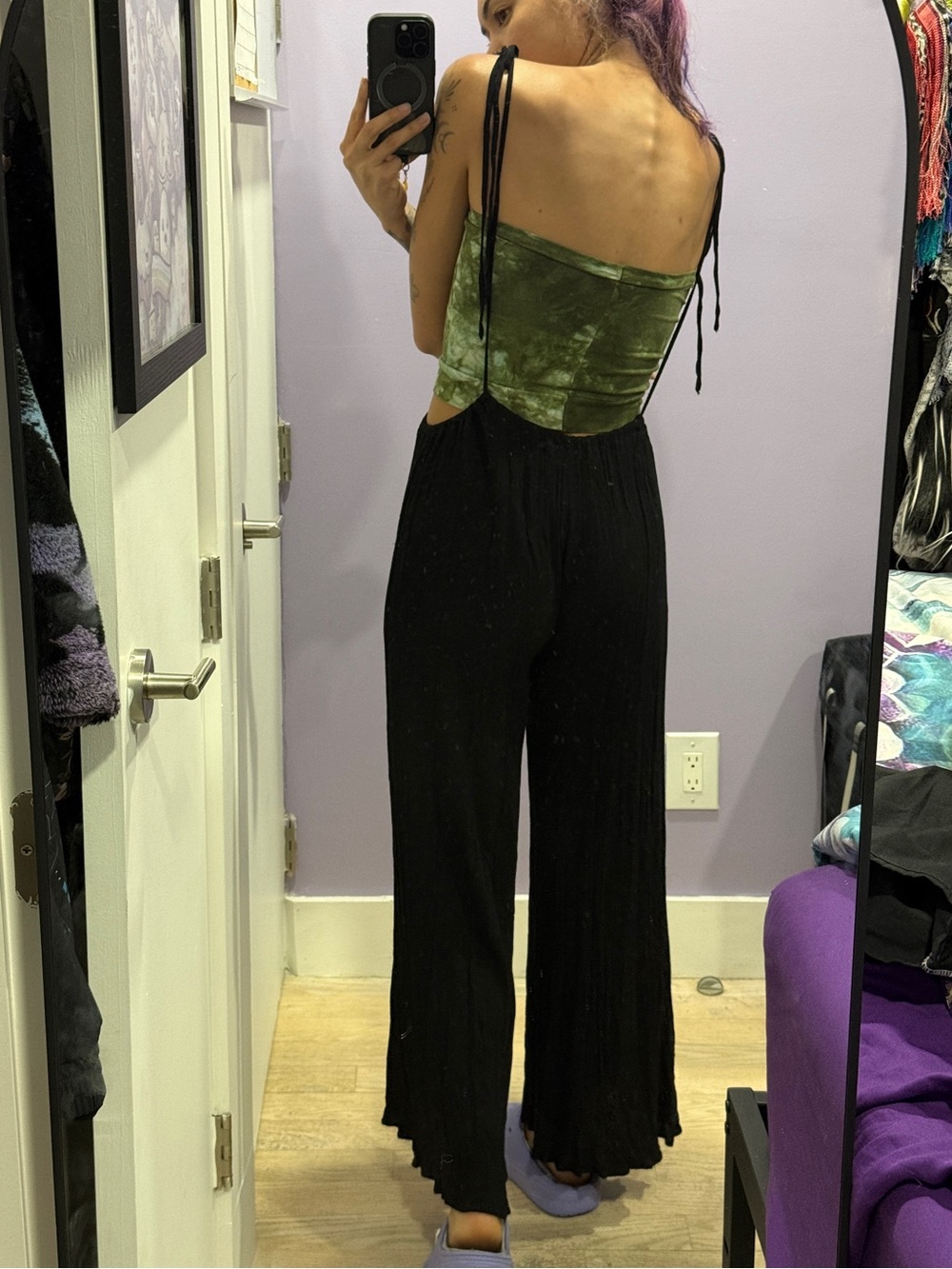 Etophe Studio Black Wide Leg Suspender Pants - Picture 4 of 5